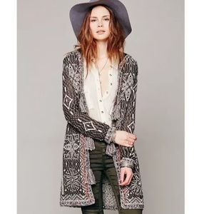 Free People Kia brown pom pom cardigan size medium